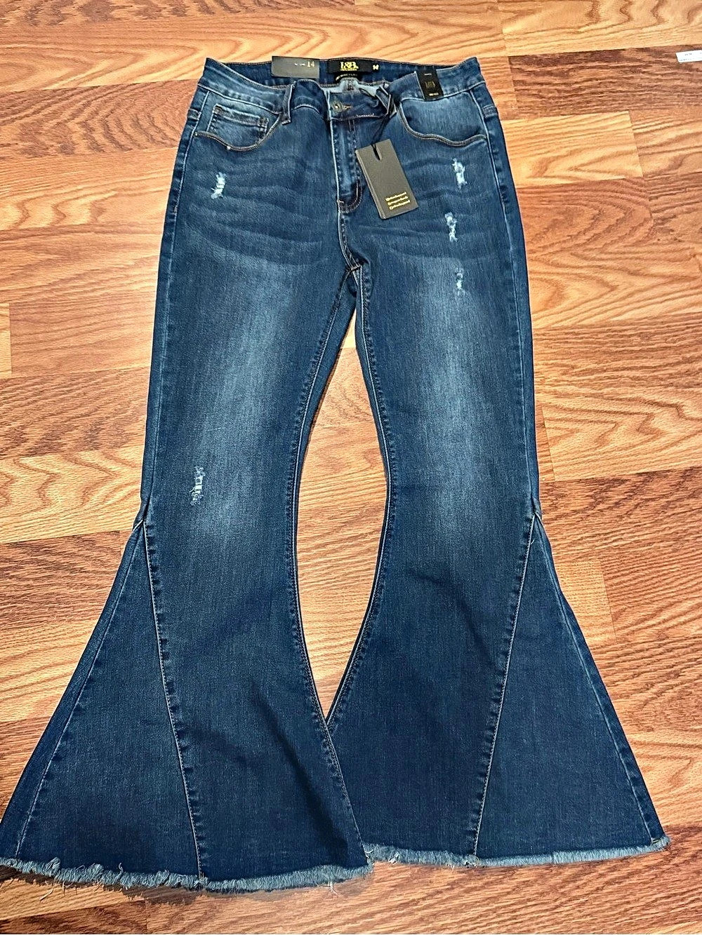 Lucky & Blessed Mid Rise Flare Jeans Blue Waist 14 NWT